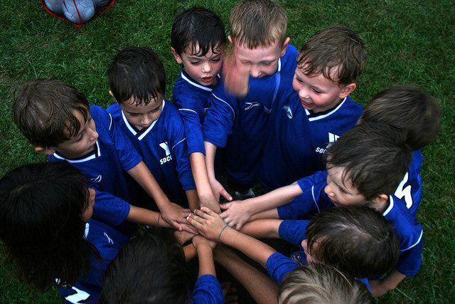 soccer team huddle